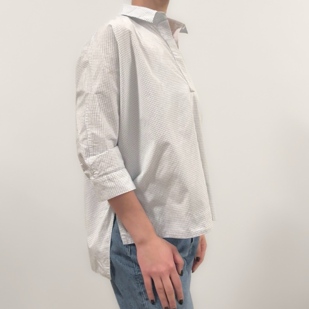 COS white and blue checkered shirt